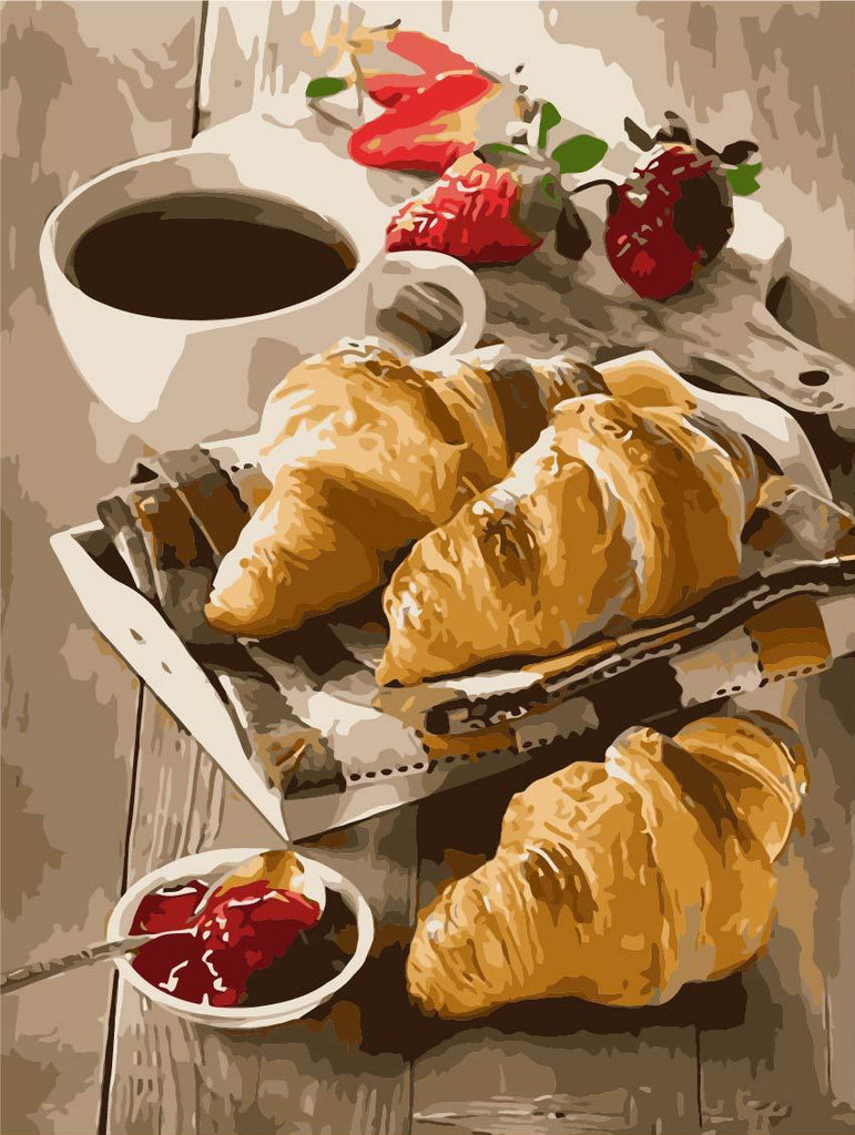 Croissantjes met Koffie Schilderen op Nummers