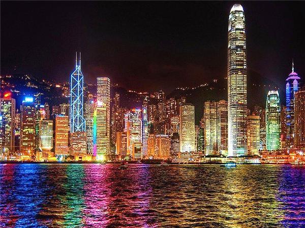 De Adembenemende Nachtelijke Skyline van Hongkong Schilderen op Nummers