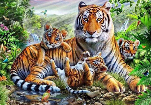 De Familie Tijger Schilderen op Nummers