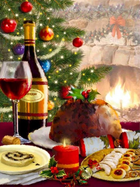De Feestelijke Gerechten op Tafel Schilderen op Nummers