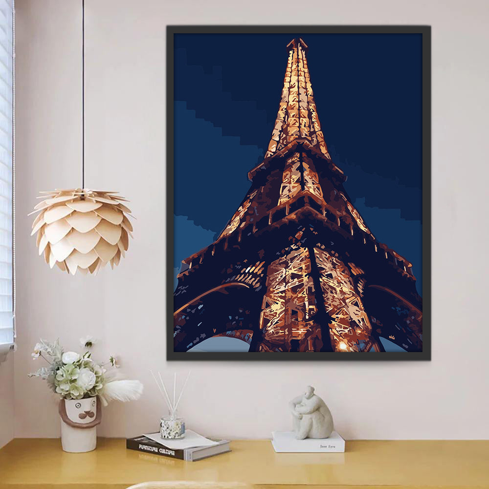 De Gouden Gloed van de Eiffeltoren bij Nacht Schilderen op Nummers