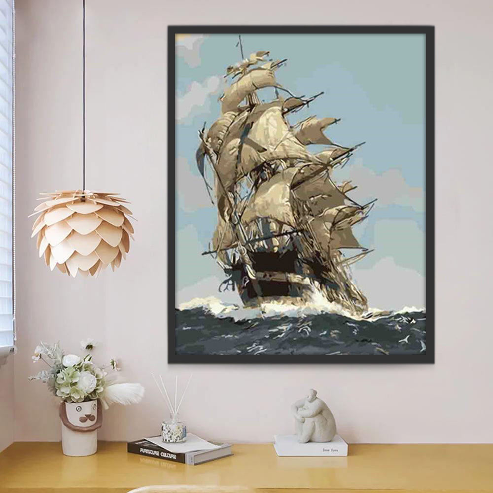 De Grote Zeilschip in de Stormachtige Oceaan Schilderen op Nummers