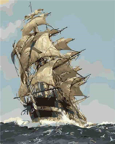 De Grote Zeilschip in de Stormachtige Oceaan Schilderen op Nummers