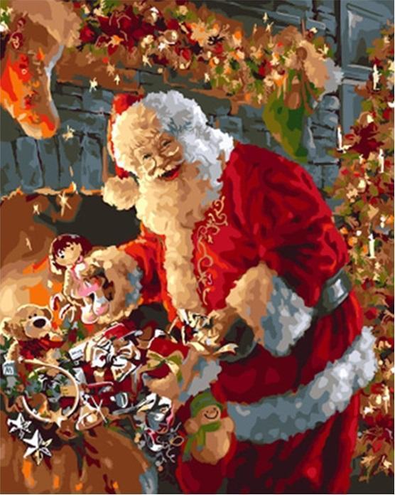 De Kerstman Deelt Cadeautjes Uit Schilderen op Nummers