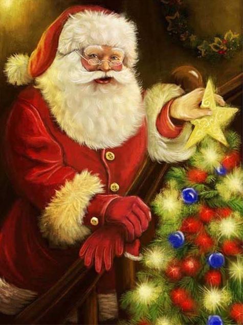 De Kerstman die een Kerstboom Versiert Schilderen op Nummers