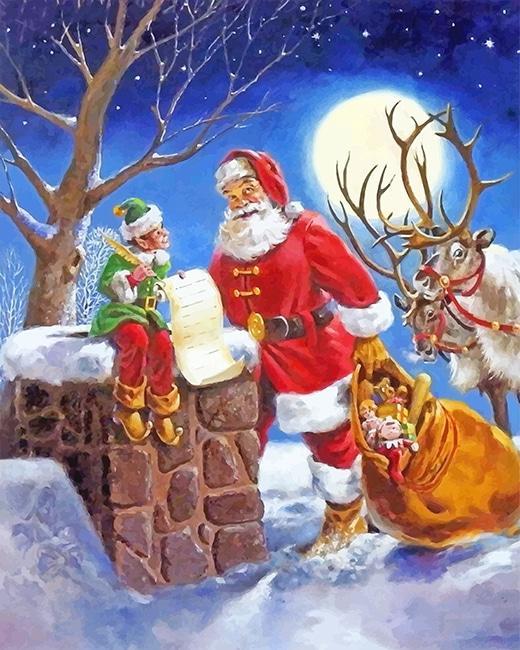 De Kerstman en de Groene Elf Schilderen op Nummers