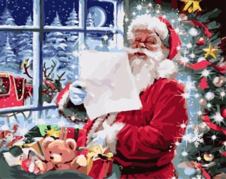 De Kerstman met de Lijst Schilderen op Nummers