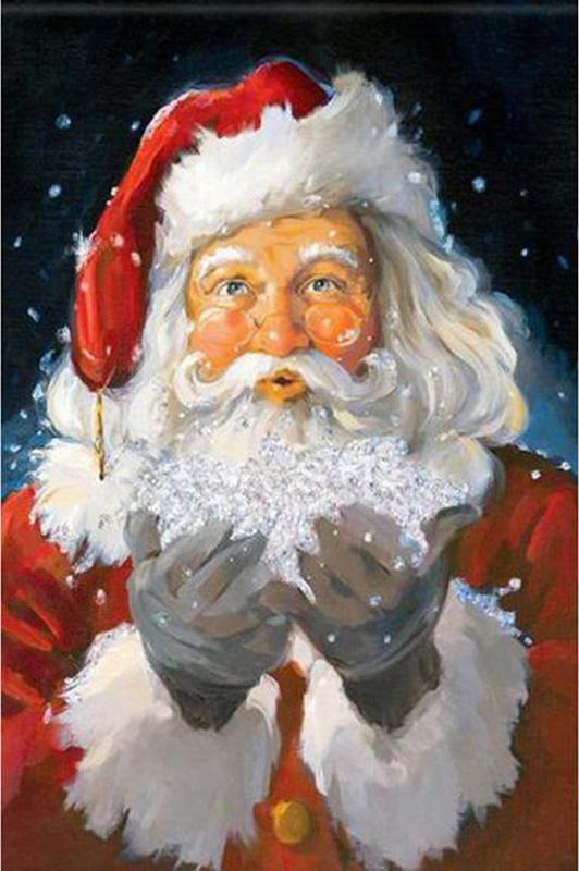 De Kerstman met Handvol Sneeuw Schilderen op Nummers
