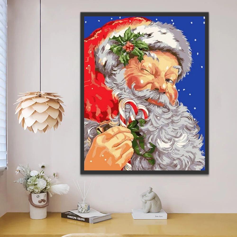 De Knipogende Kerstman Schilderen op Nummers