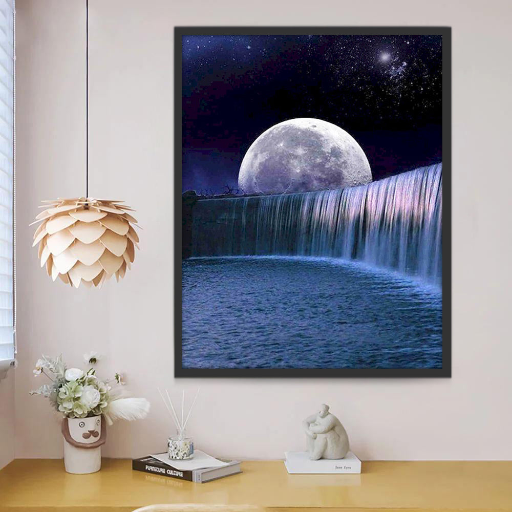 De Maan en de Waterval Schilderen op Nummers