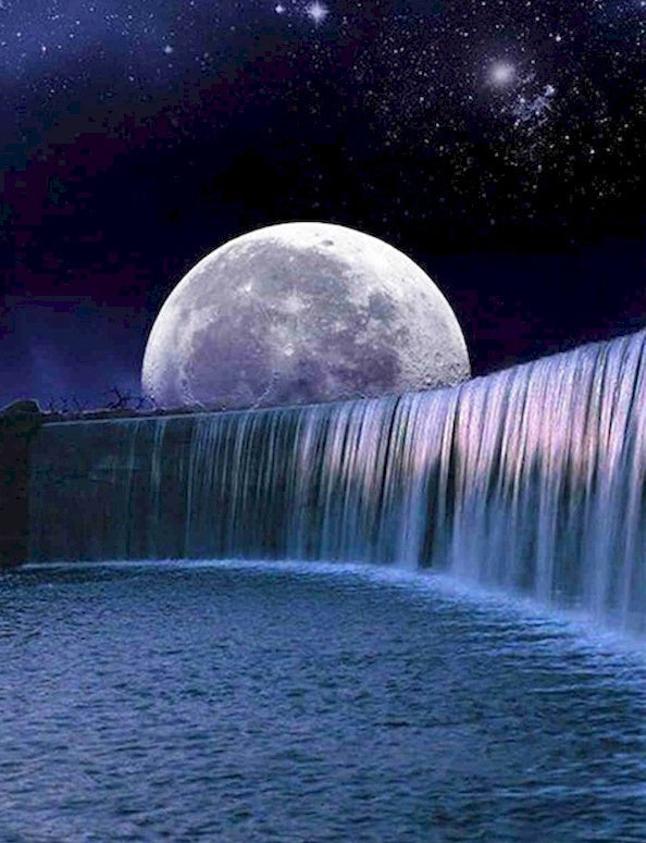 De Maan en de Waterval Schilderen op Nummers