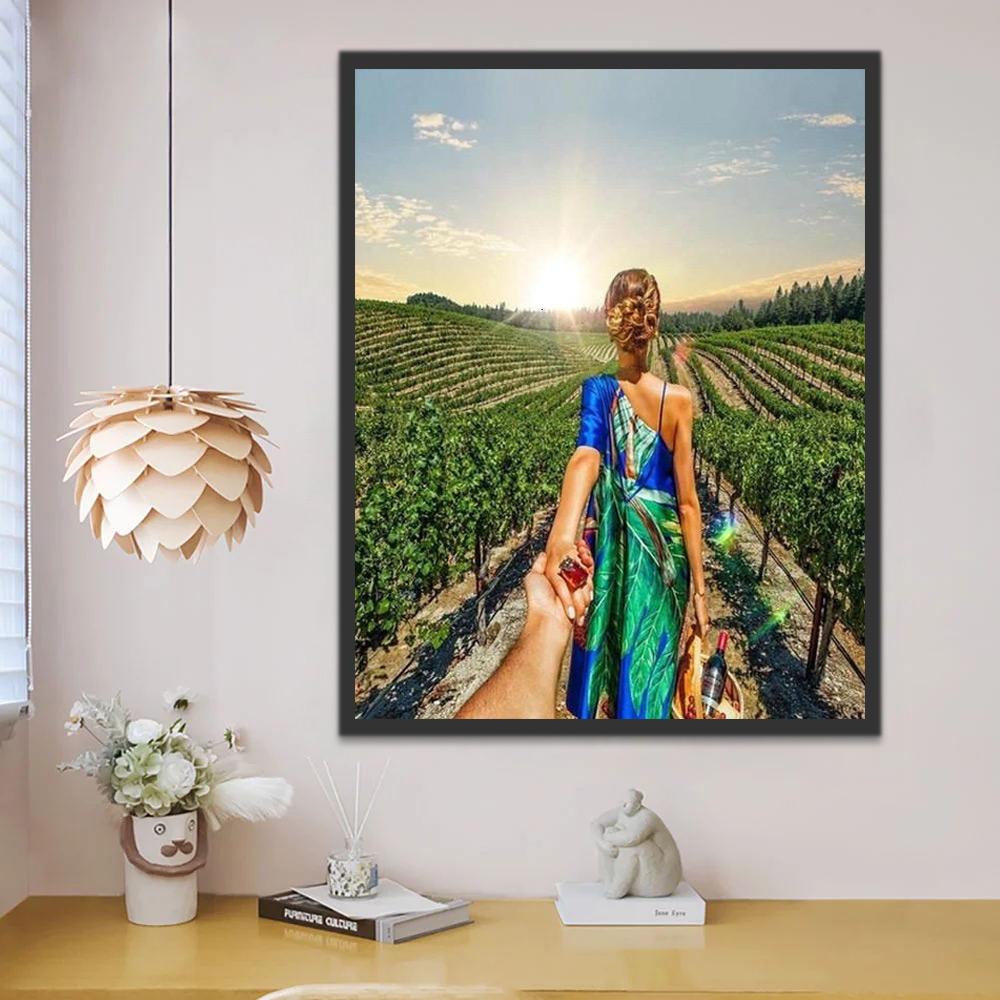 De Rug van een Vrouw in een Boomgaard Schilderen op Nummers