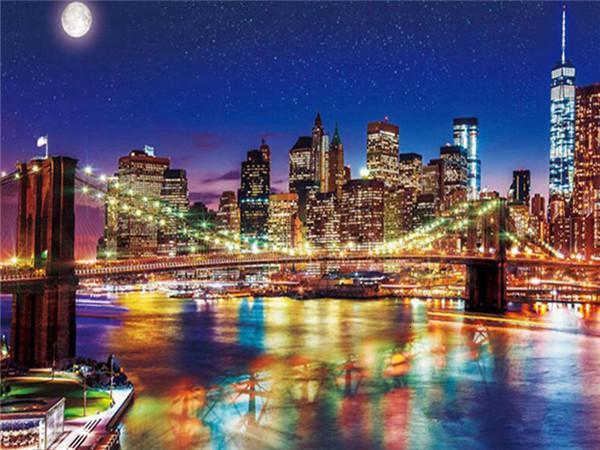 De Skyline van New York en de Brooklyn Bridge Schilderen op Nummers