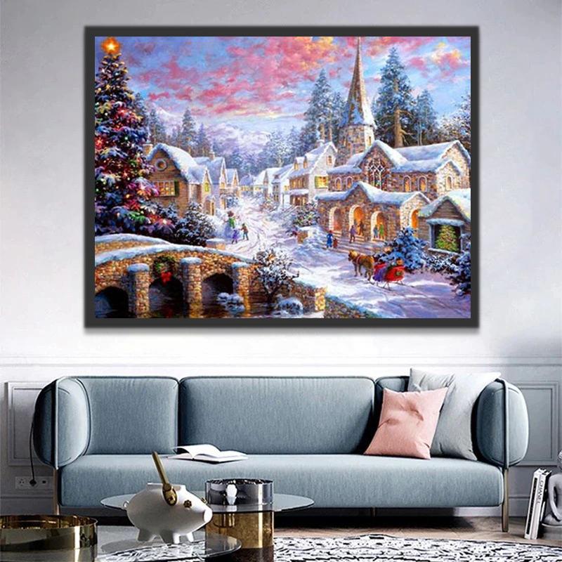 De Stad Tijdens de Kerst Schilderen op Nummers