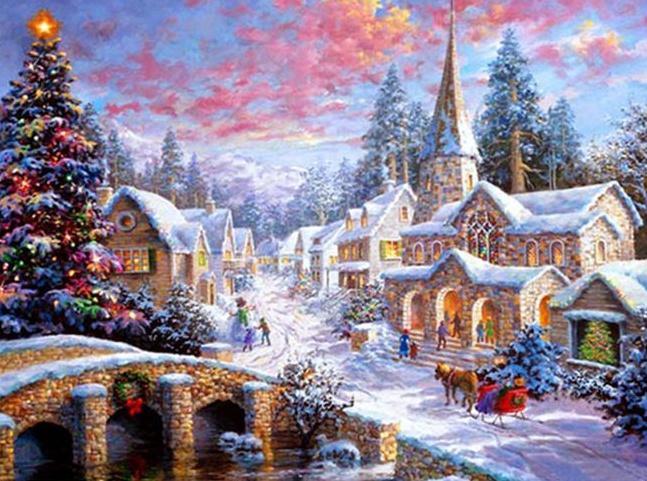 De Stad Tijdens de Kerst Schilderen op Nummers
