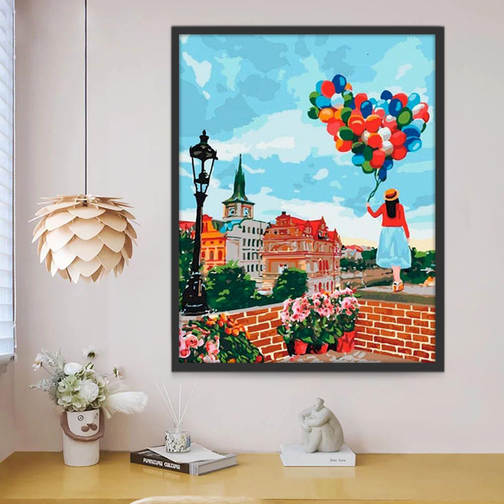 De Stad van Ballonnen Schilderen op Nummers