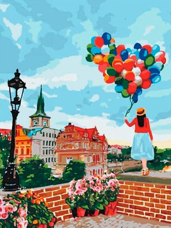 De Stad van Ballonnen Schilderen op Nummers