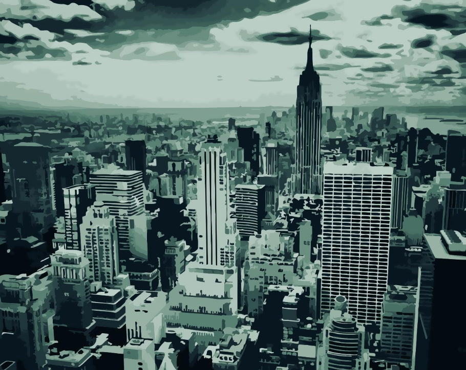 De Stadshorizon van New York Schilderen op Nummers
