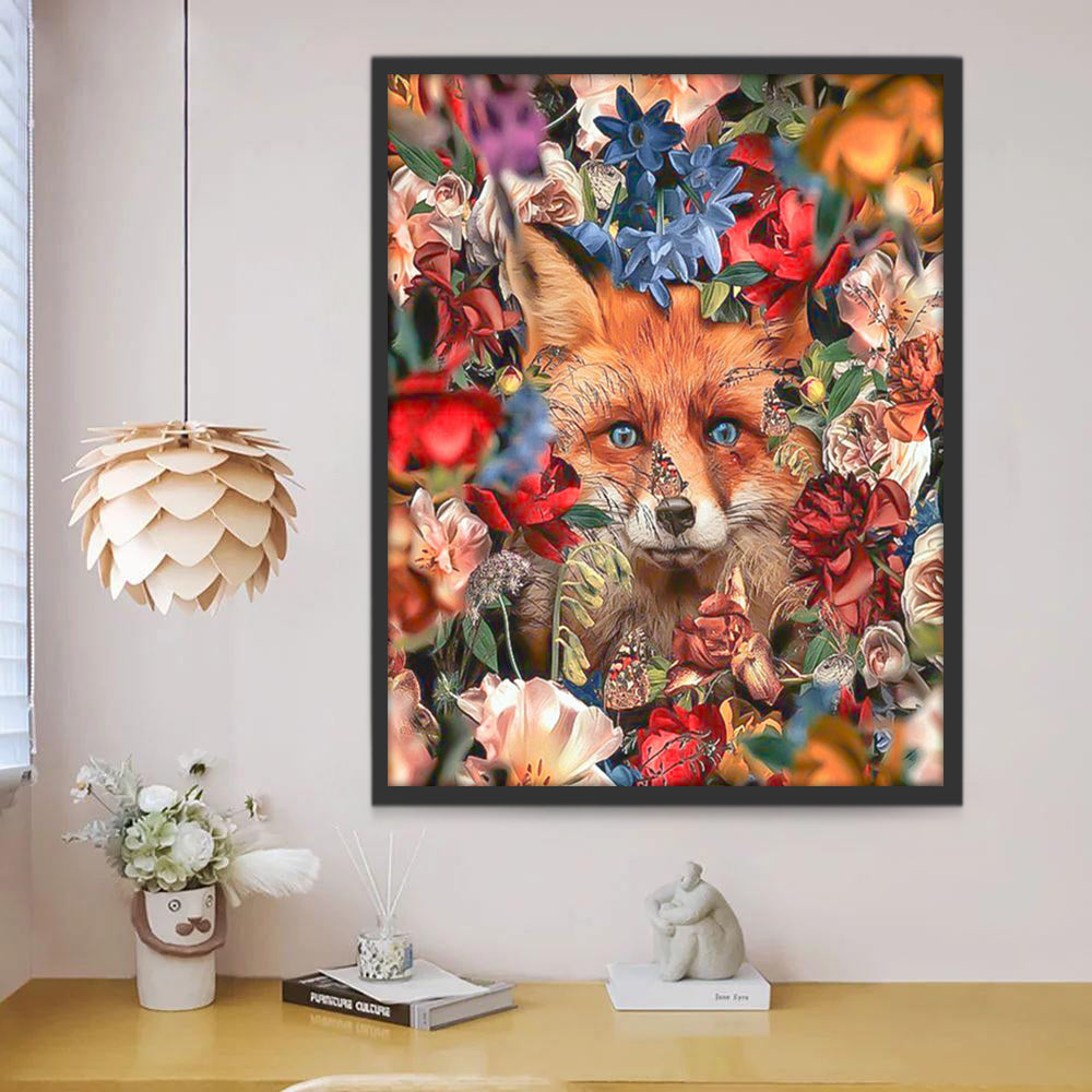 De vos achter de bloemen Schilderen op Nummers