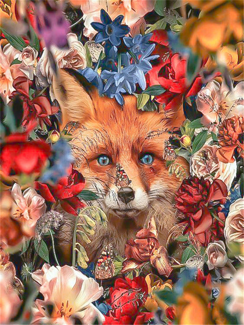 De vos achter de bloemen Schilderen op Nummers