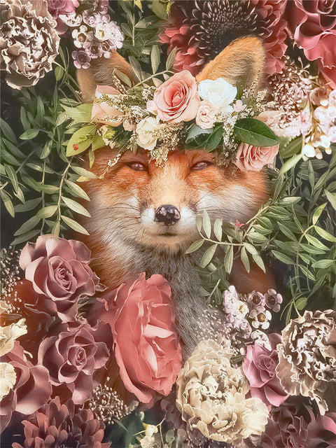 De vos ligt in de bloemen Schilderen op Nummers