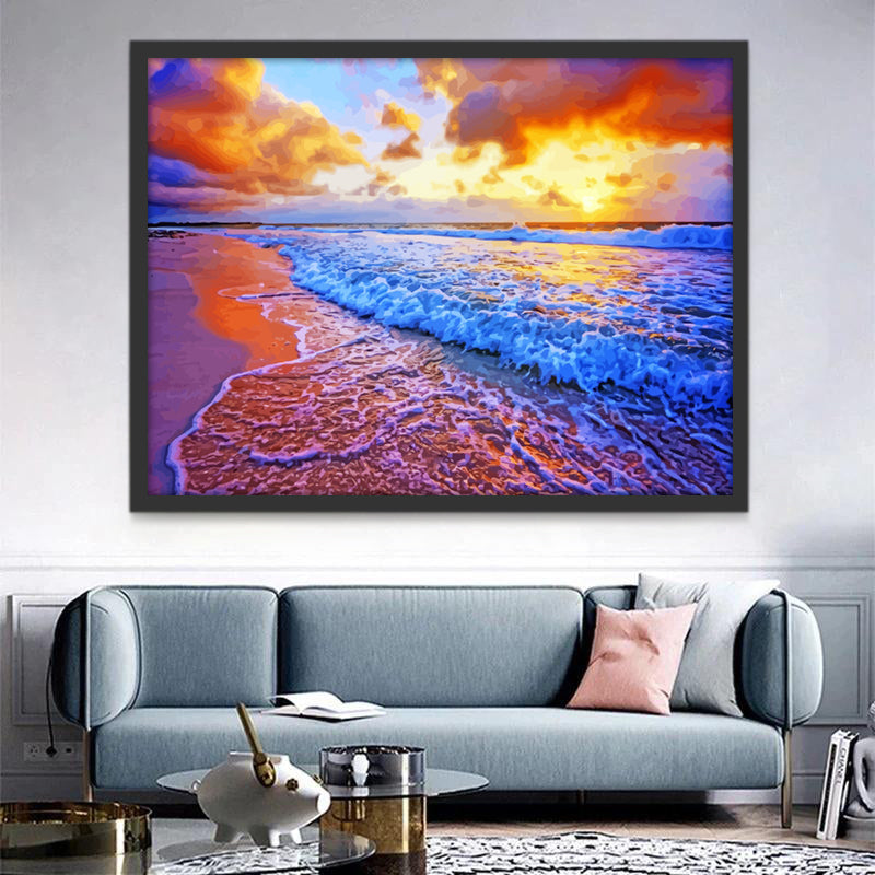 De Zee in een Glorieuze Zonsondergang Schilderen op Nummers