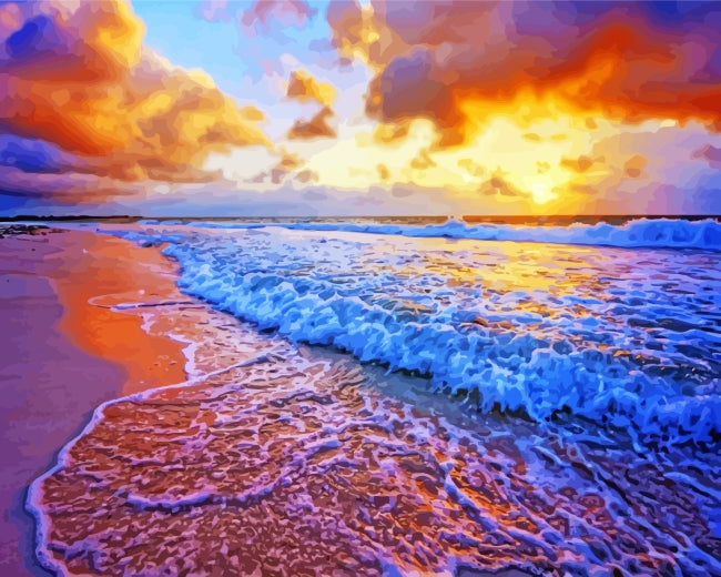 De Zee in een Glorieuze Zonsondergang Schilderen op Nummers