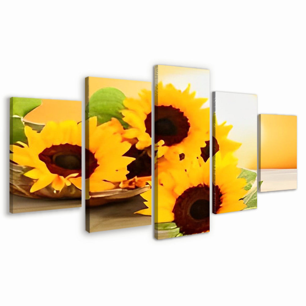 De Zonnebloemen in Volle Bloei 5 Platen Schilderen op Nummers