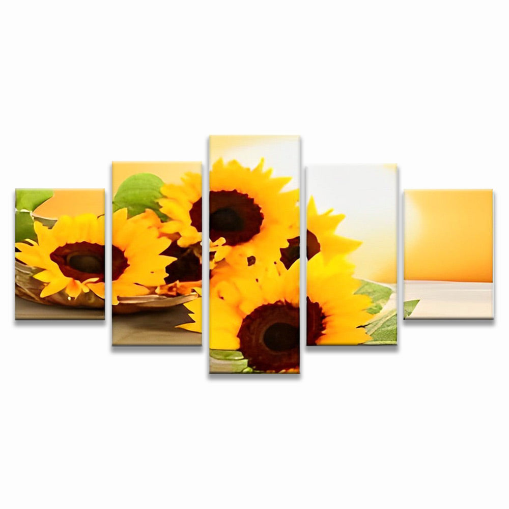 De Zonnebloemen in Volle Bloei 5 Platen Schilderen op Nummers