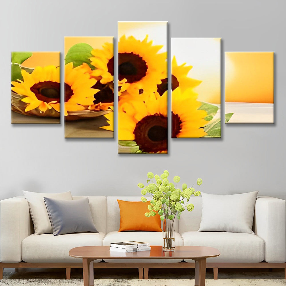 De Zonnebloemen in Volle Bloei 5 Platen Schilderen op Nummers