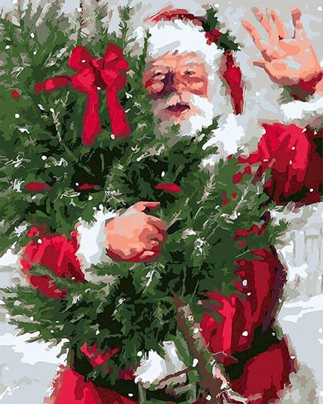 De Zwaaiende Kerstman Schilderen op Nummers