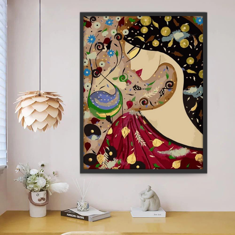 Decoratief Kunstwerk in Roodbruine Tinten Schilderen op Nummers