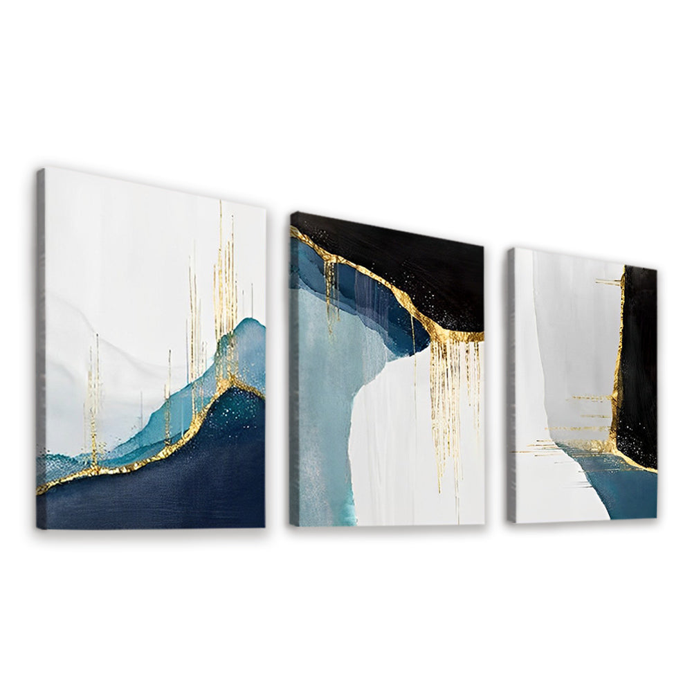 Decoratief Schilderij in Blauw en Wit 3 Platen Schilderen op Nummers