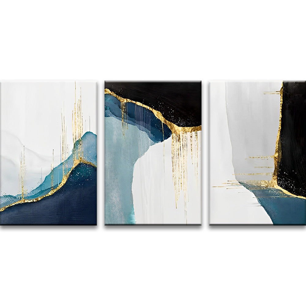 Decoratief Schilderij in Blauw en Wit 3 Platen Schilderen op Nummers