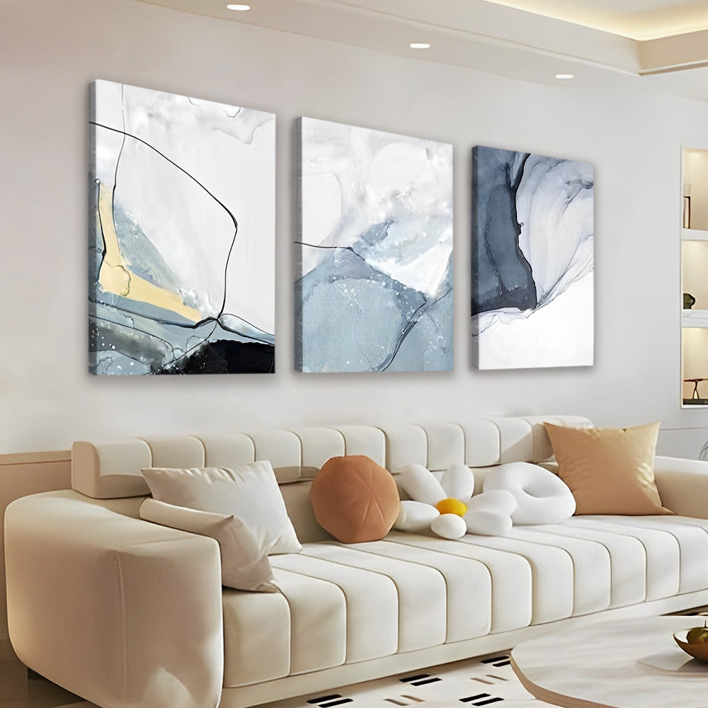 Decoratief Schilderij in Grijs en Wit 3 Platen Schilderen op Nummers