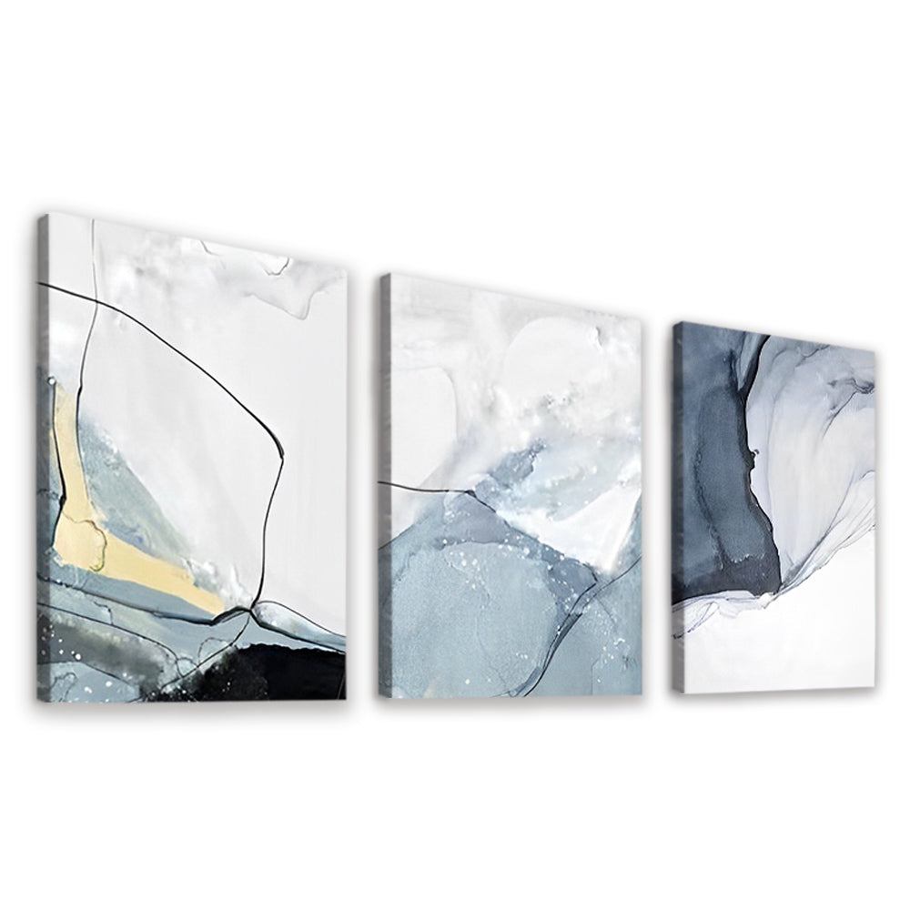 Decoratief Schilderij in Grijs en Wit 3 Platen Schilderen op Nummers