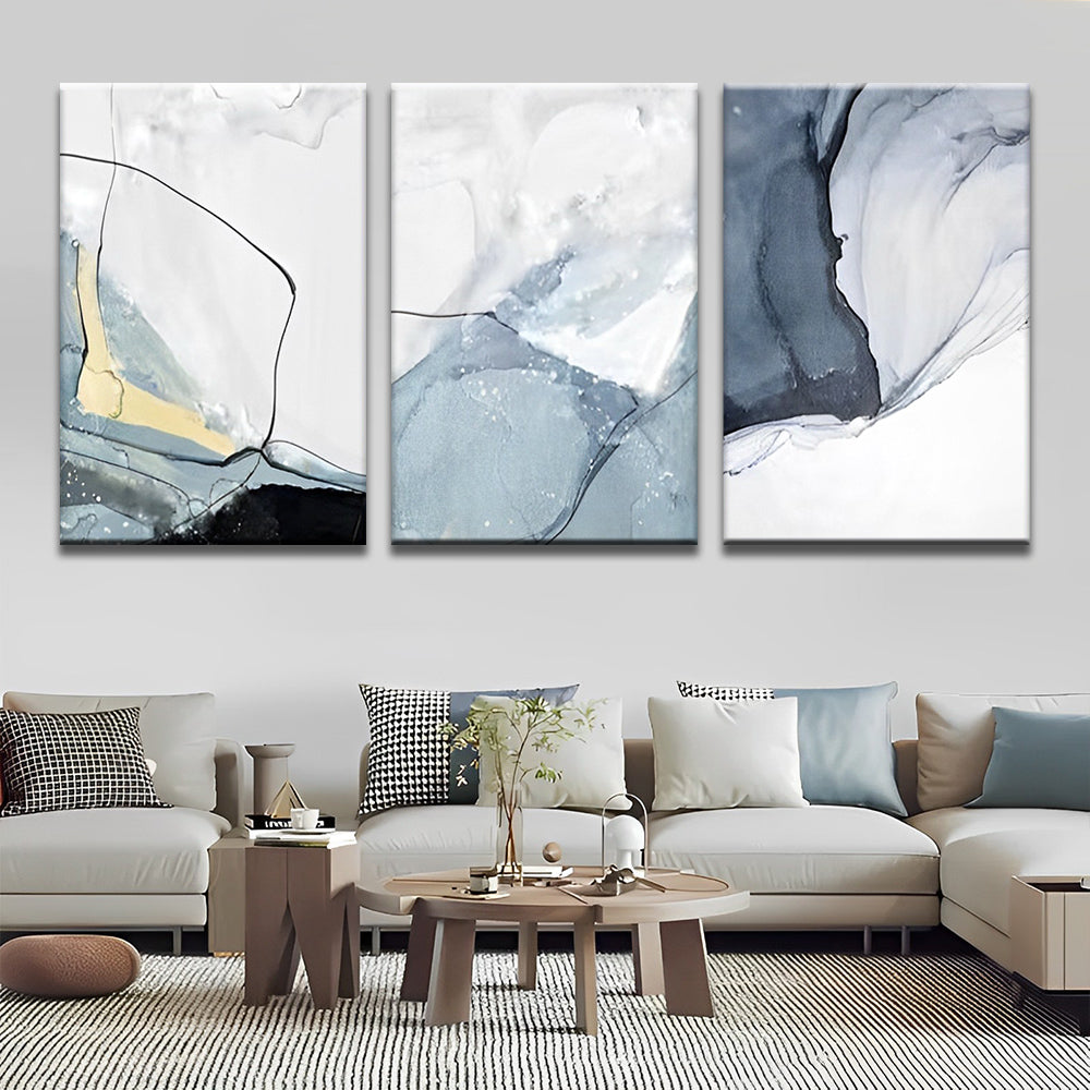 Decoratief Schilderij in Grijs en Wit 3 Platen Schilderen op Nummers