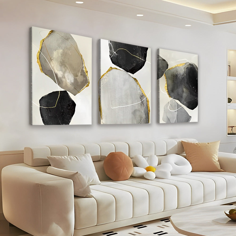 Decoratief Schilderij in Zwart-wit 3 Platen Schilderen op Nummers