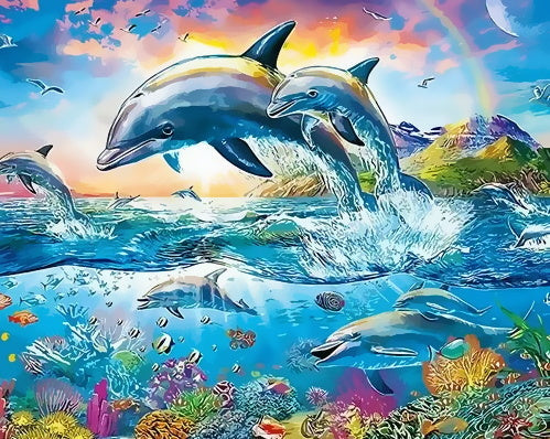 Dolfijnen en Regenbogen Schilderen op Nummers