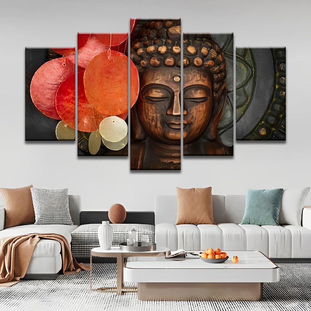 Donkerbruin Boeddhabeeld 5 Platen Schilderen op Nummers