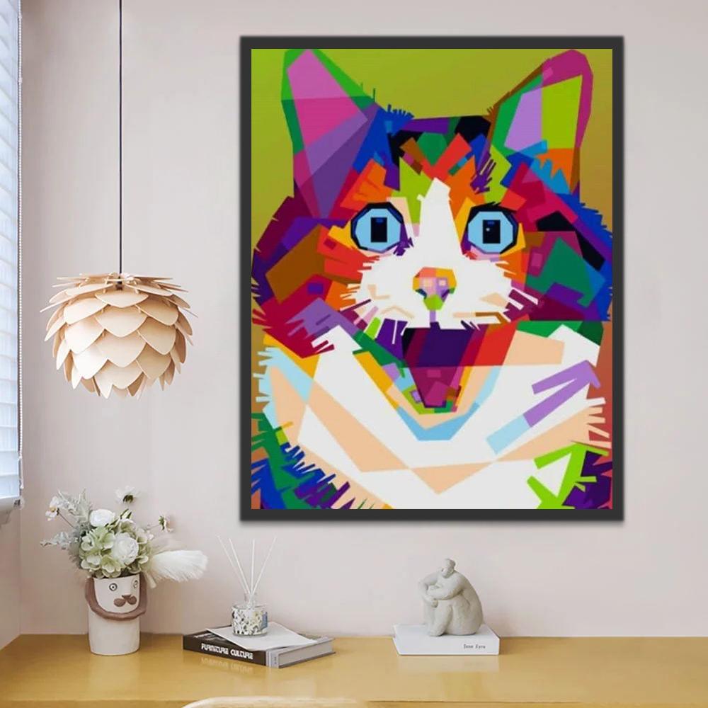 Doodsbange Kleurrijke Kat Schilderen op Nummers