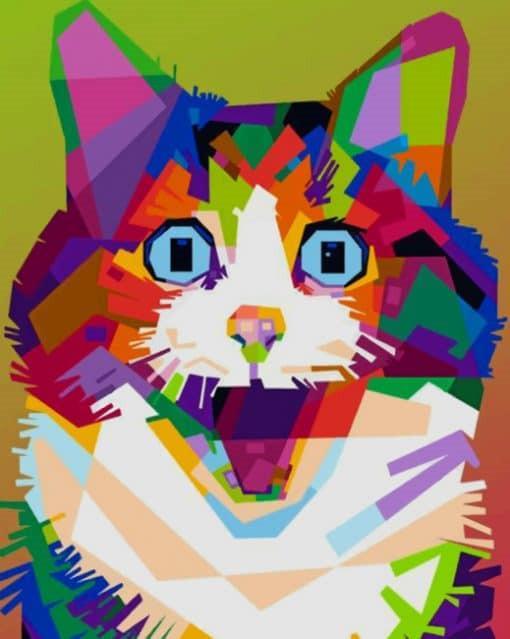 Doodsbange Kleurrijke Kat Schilderen op Nummers