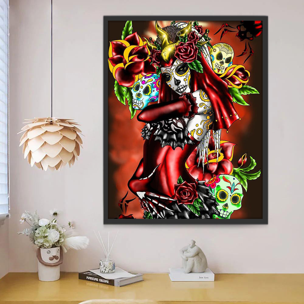 Doodshoofd met Kunstzinnige Accessoires Schilderen op Nummers