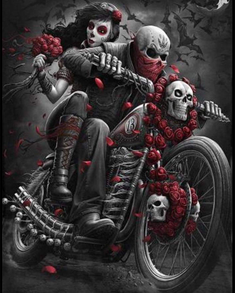 Dramatische Skeletmotorscène Schilderen op Nummers