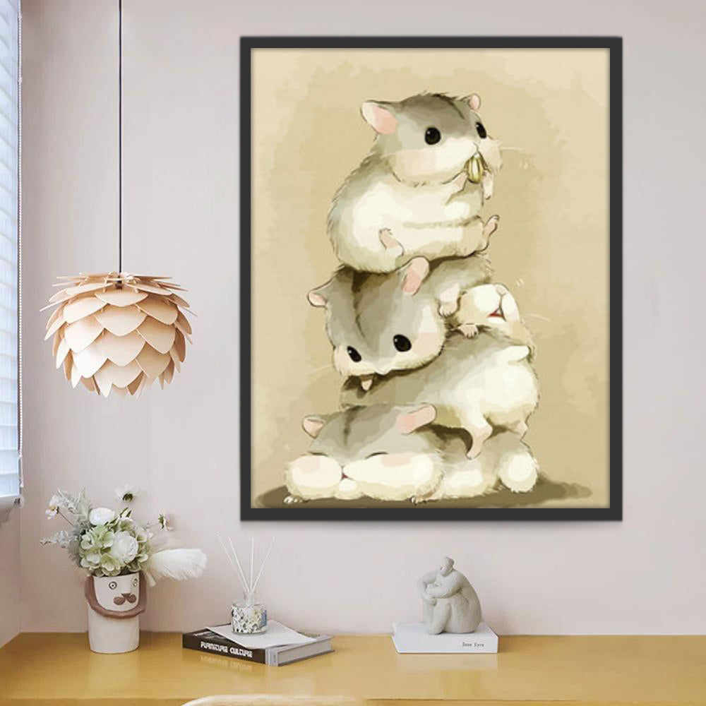 Drie kleine hamsters Schilderen op Nummers
