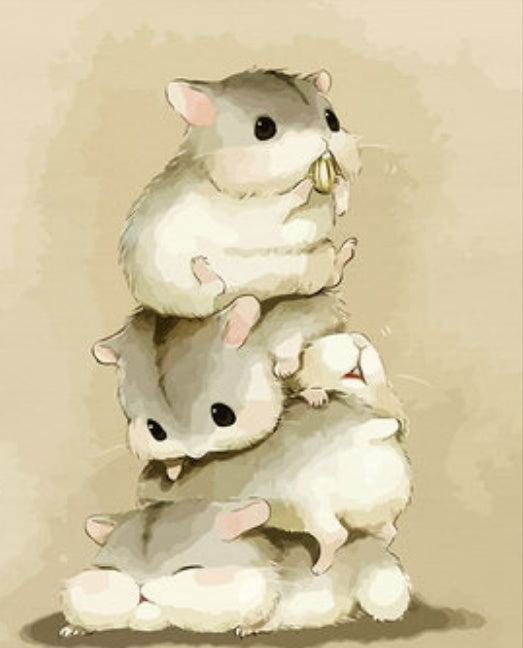 Drie kleine hamsters Schilderen op Nummers