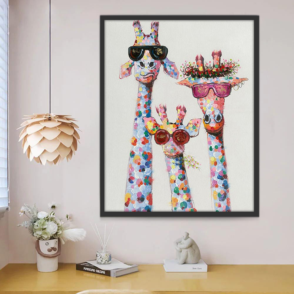 Drie Kleurrijke Giraffen met Brillen Schilderen op Nummers
