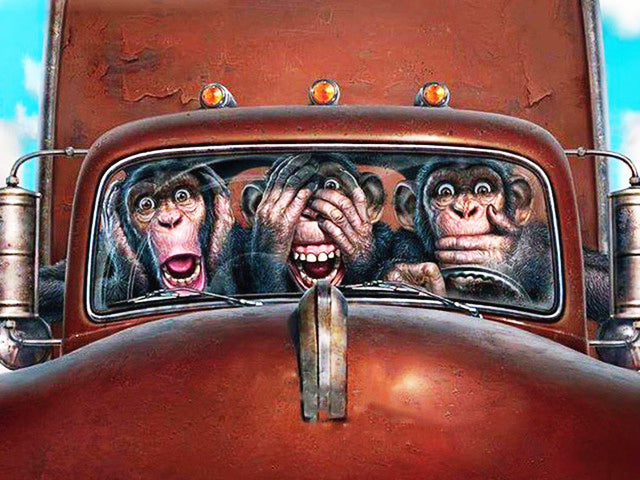 Drie Rijdende Apen Schilderen op Nummers