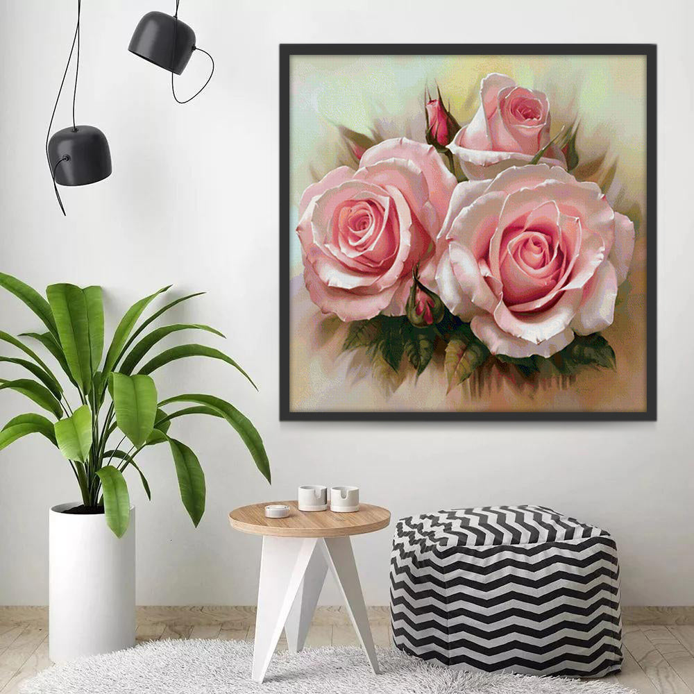 Drie roze rozen Schilderen op Nummers