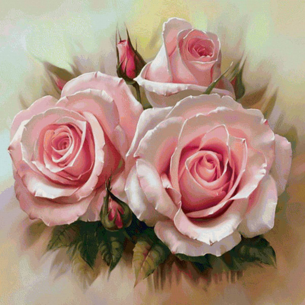 Drie roze rozen Schilderen op Nummers